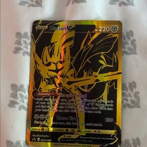 Pokemon Zacian V Card - Gold and Black